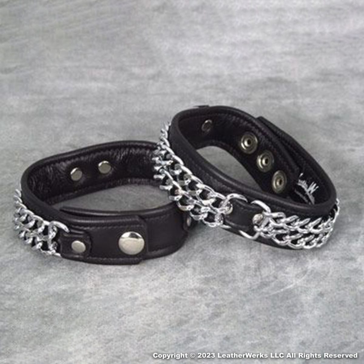 Curb Chain on Leather Armband LeatherWerks