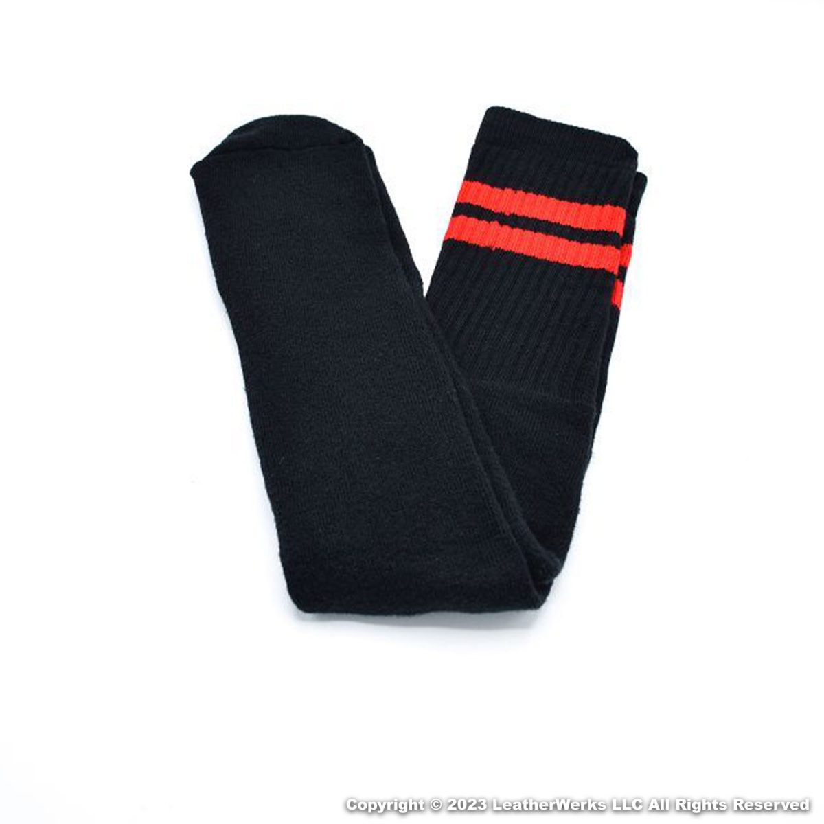 Black Knee High Sock Red