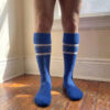 Mister B Urban Football Socks with Pocket Blue Front