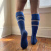 Mister B Urban Football Socks with Pocket Blue Rear