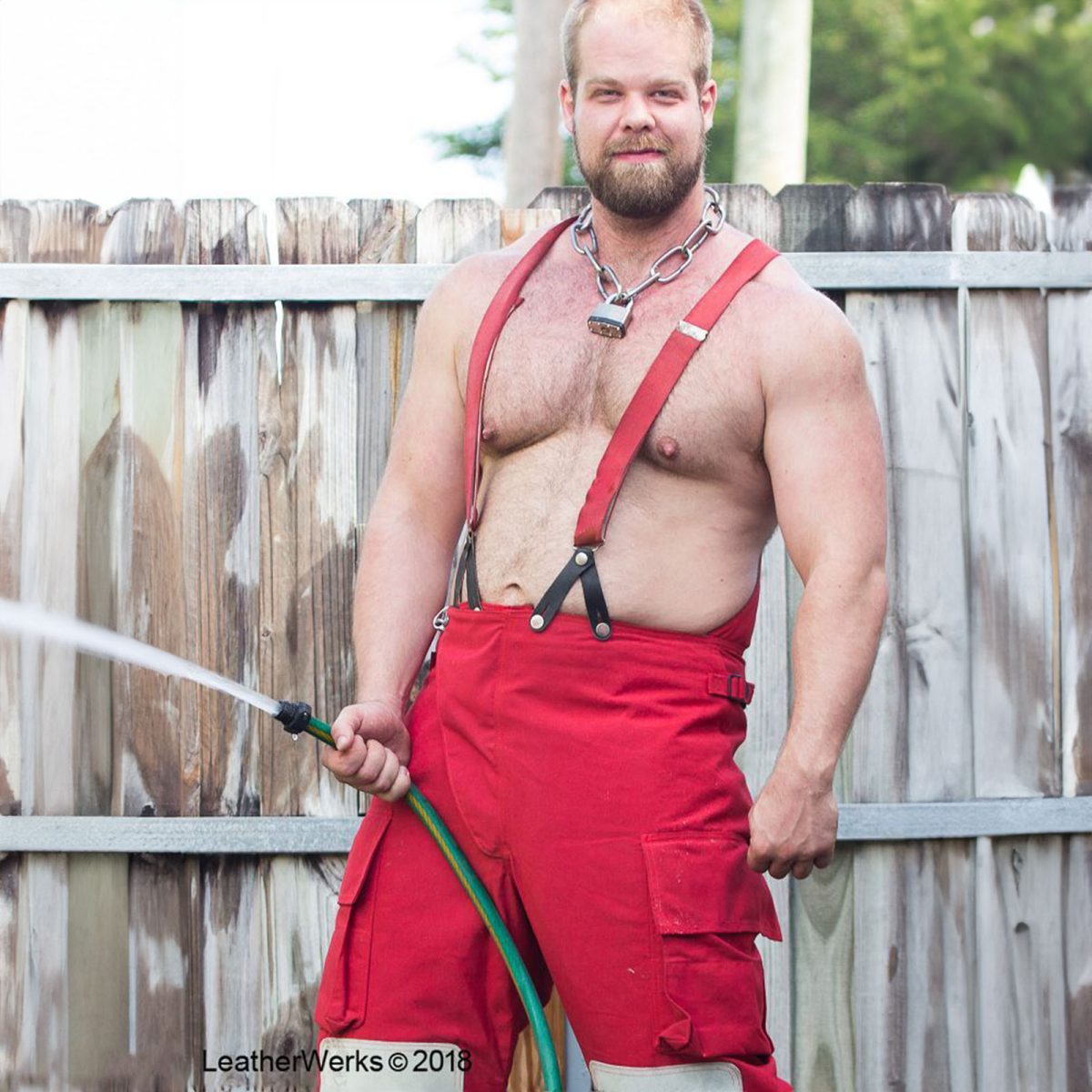 Red Firefighter Suspenders