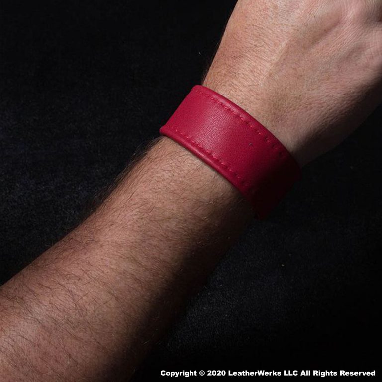 Leather Wristband Red