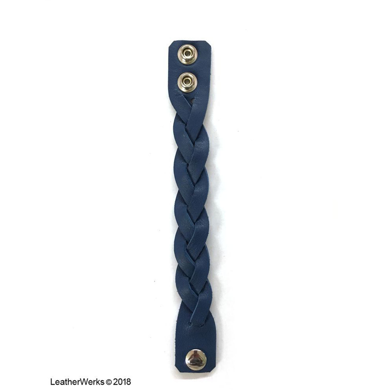 Mystic Braid Wristband Blue Stainless Steel Snaps