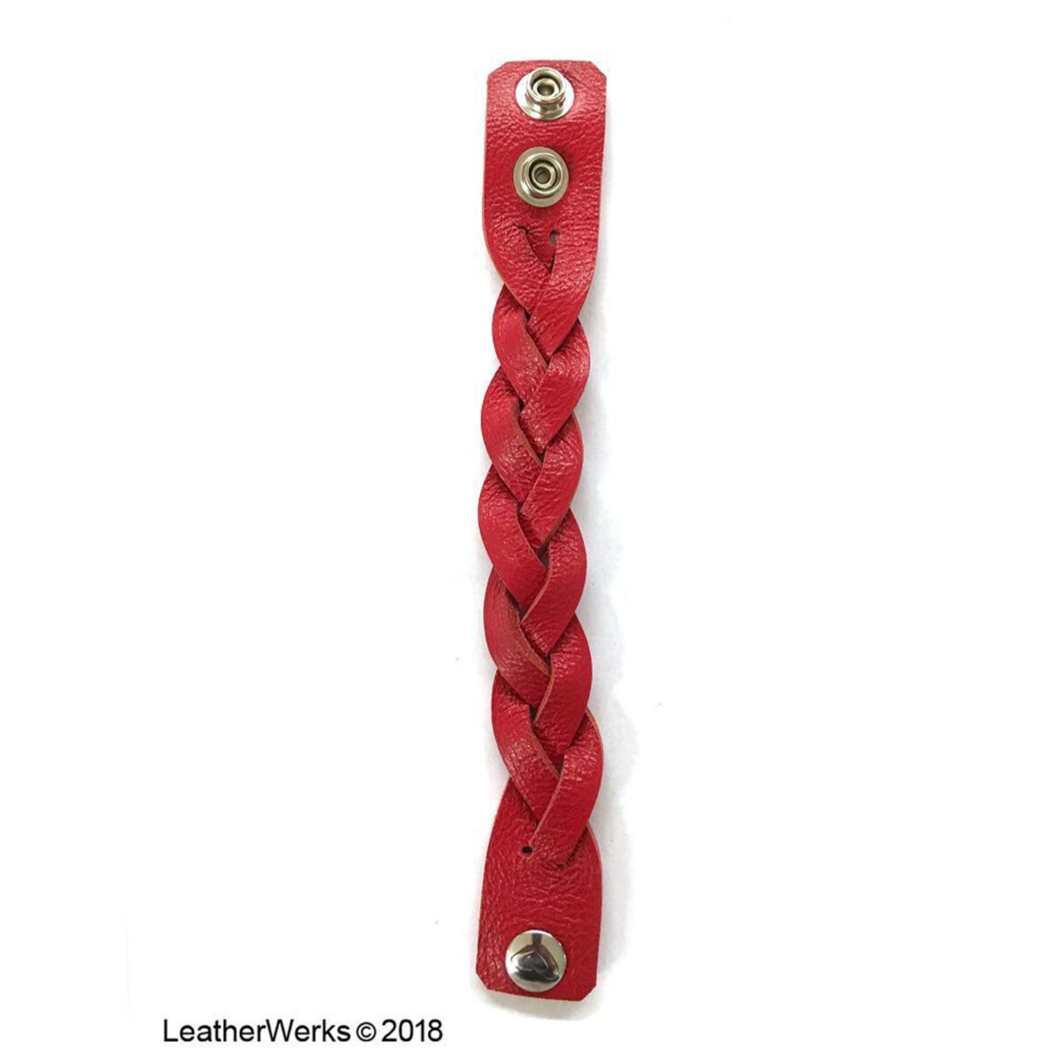 Mystic Braid Wristband Red Stainless Steel Snaps