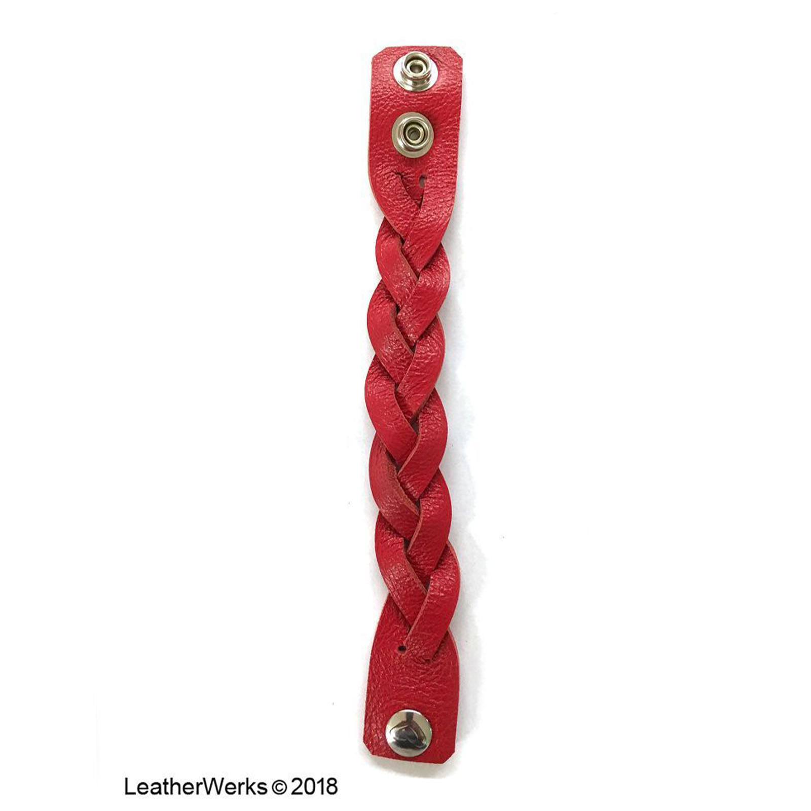 Mystic Braid Wristband Red Stainless Steel Snaps