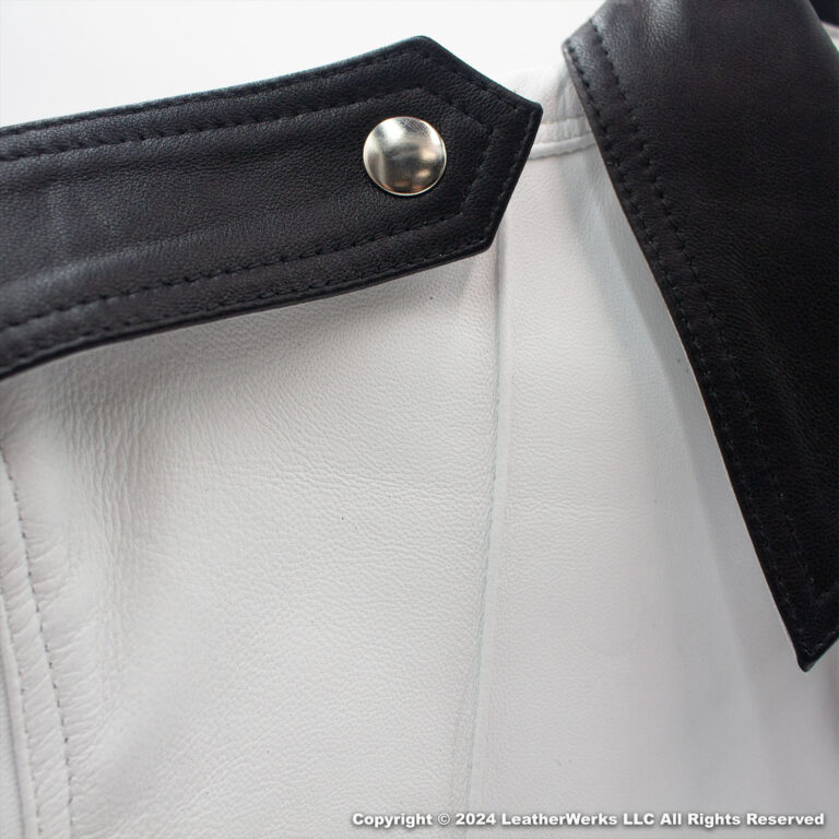 White Uniform Shirt Black Trim Shoulder Loop Detail