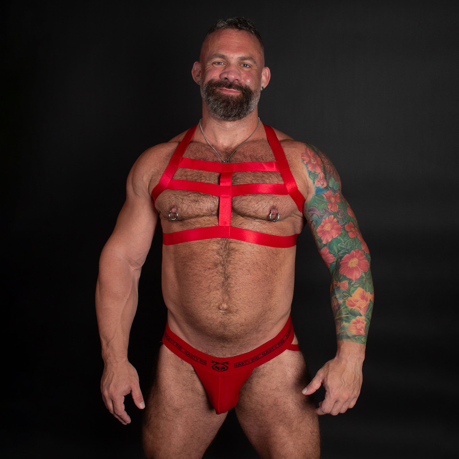 Elastic Chevron Harness Red Front