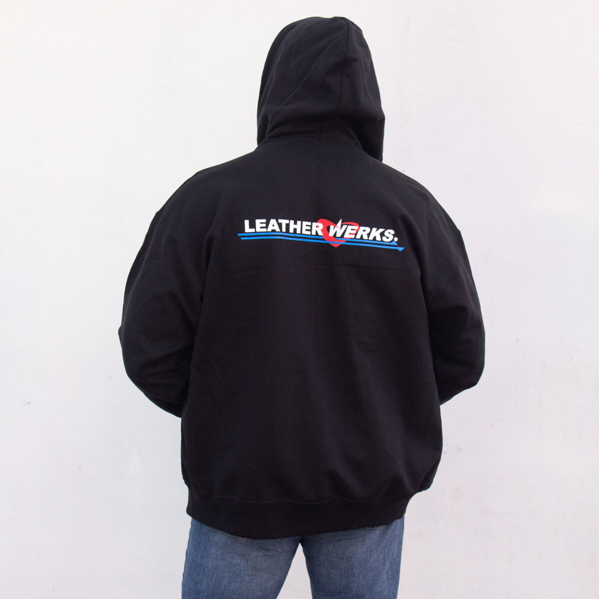 LeatherWerks Zip Hoodie Rear Hood Up