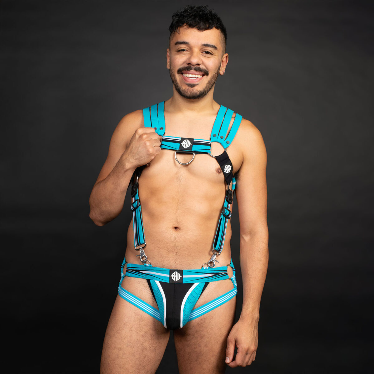 Breedwell Circuit Breaker Jock Aqua Blue Front Lifestyle