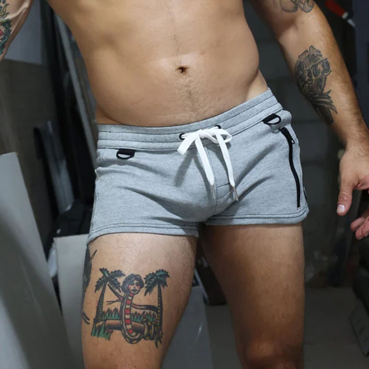Breedwell Cockpit Shorts Gray Heather Front TEMP