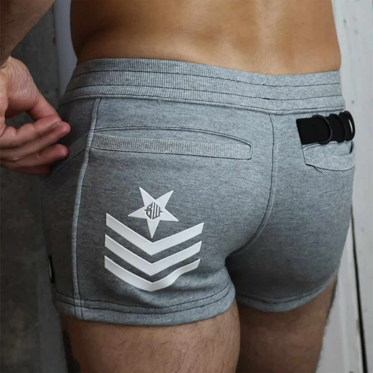 Breedwell Cockpit Shorts Gray Heather Rear TEMP