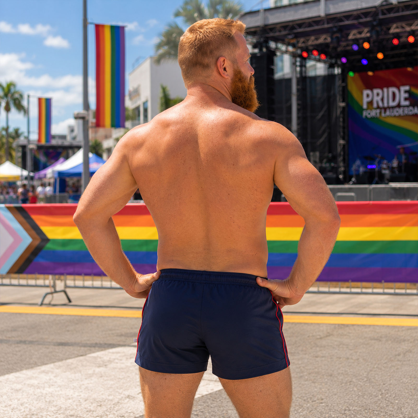 Go Softwear A J Phys Ed Volley Shorts Navy Rear