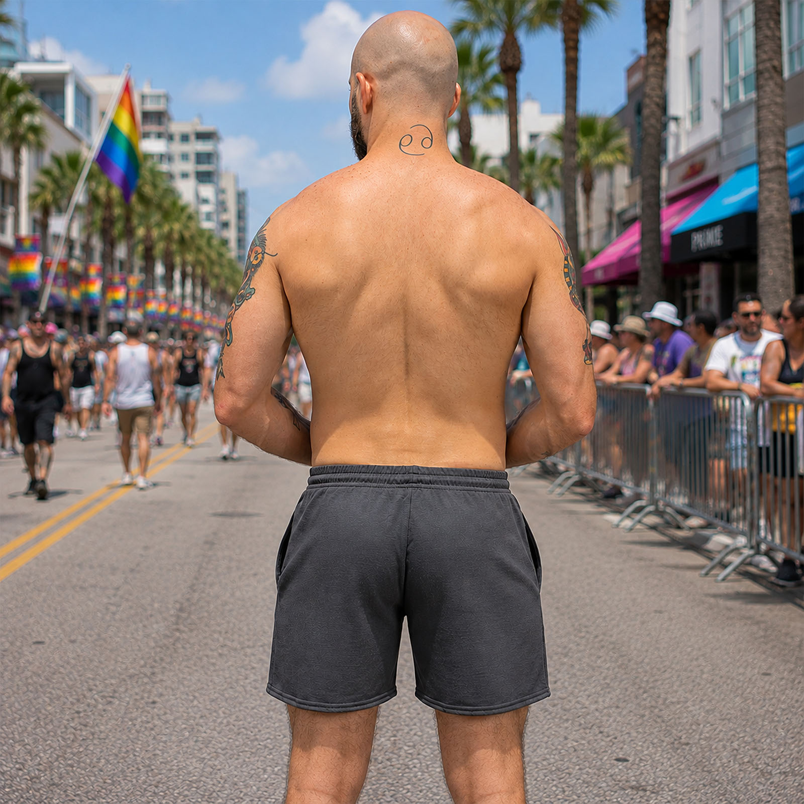 Go Softwear LA Wash French Terry Shorts Steel Gray Rear