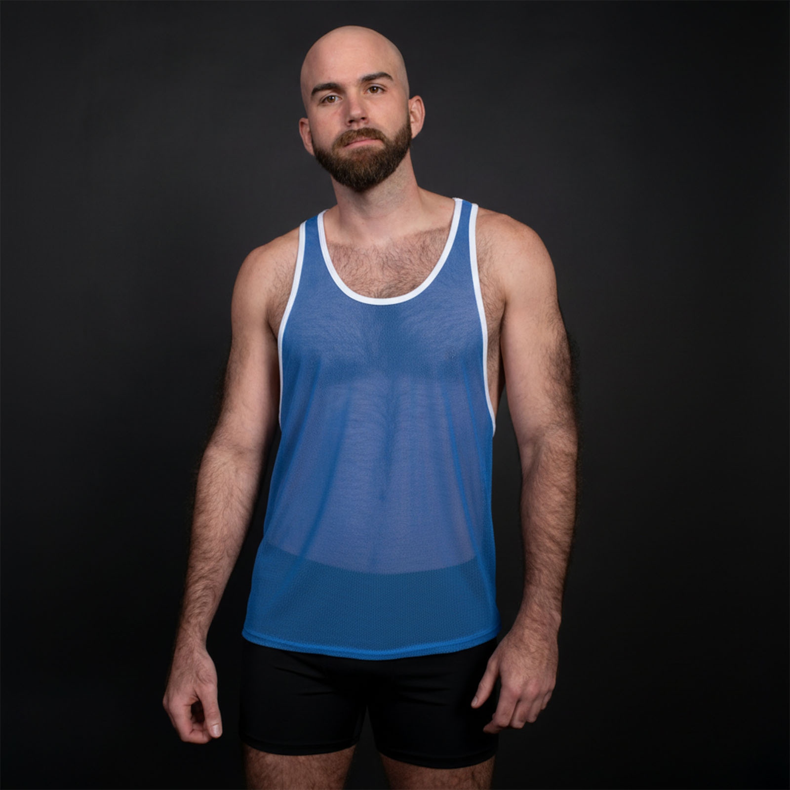 Physique Mesh Tank Top Blue Front