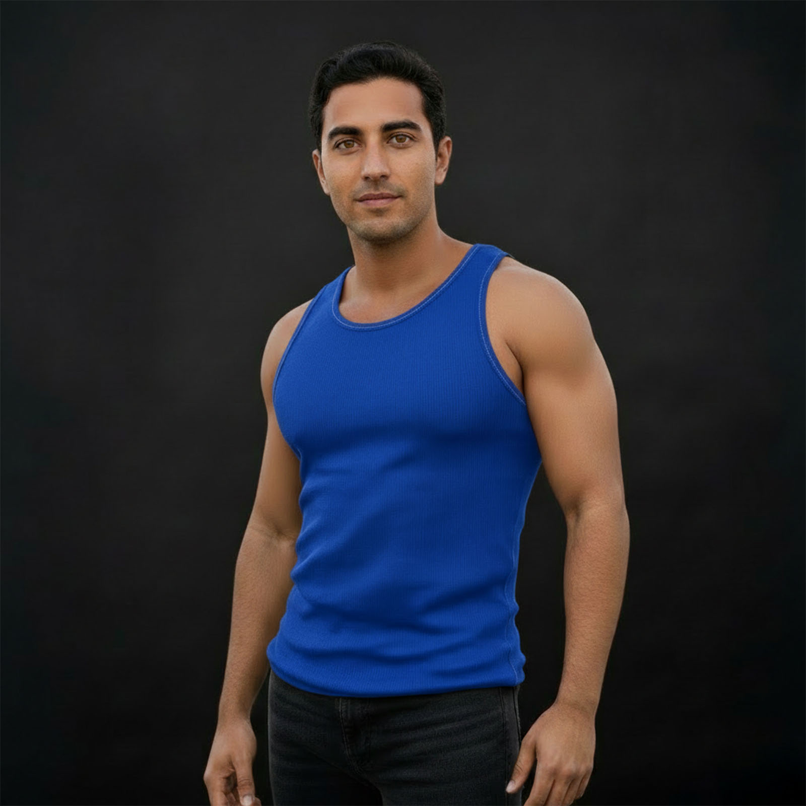 GS Rib Tank Cadet Blue Front