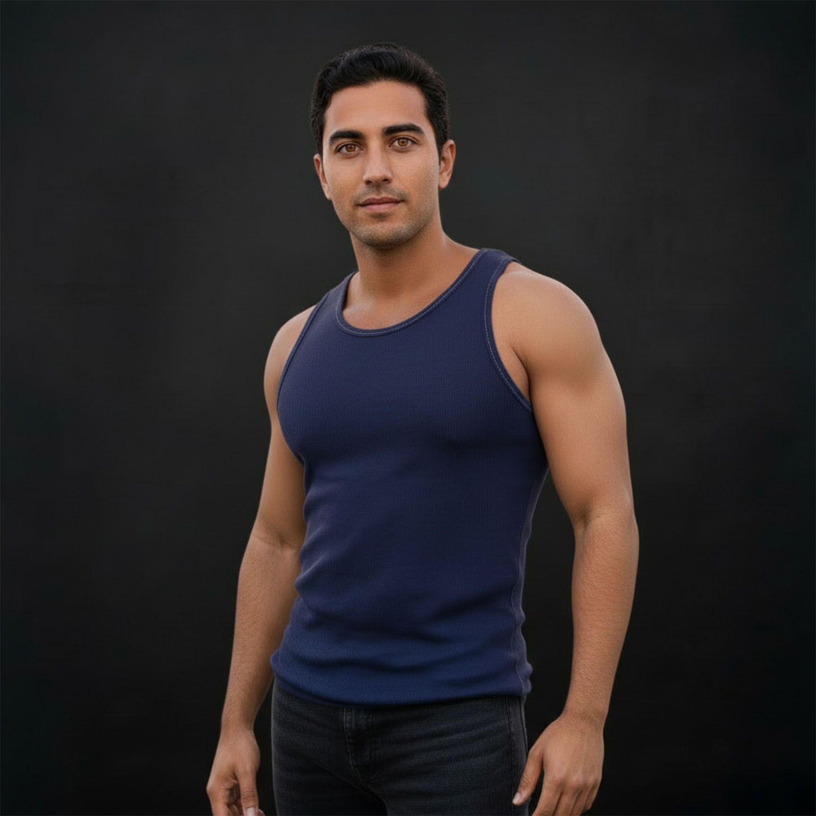 GS Rib Tank Navy Front