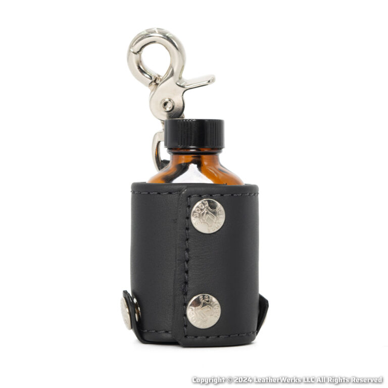 Leather Brown Bottle Holder Black Front