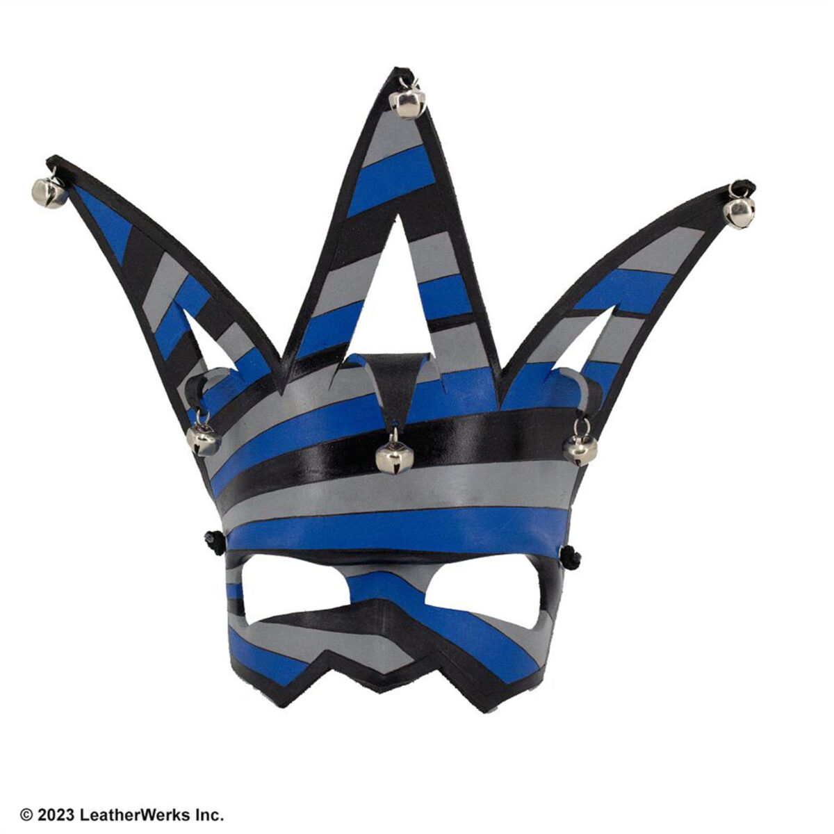 Striped Jester Leather Mask Bl